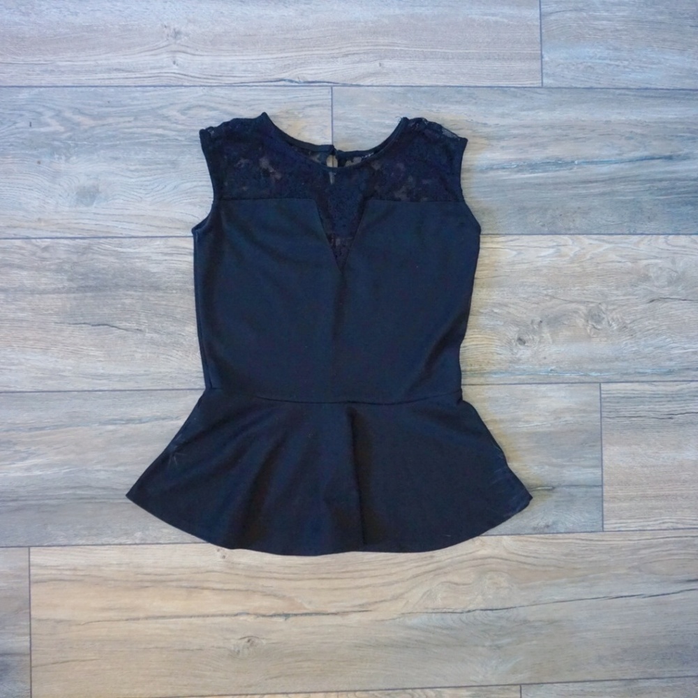 Black lace peplum blouse